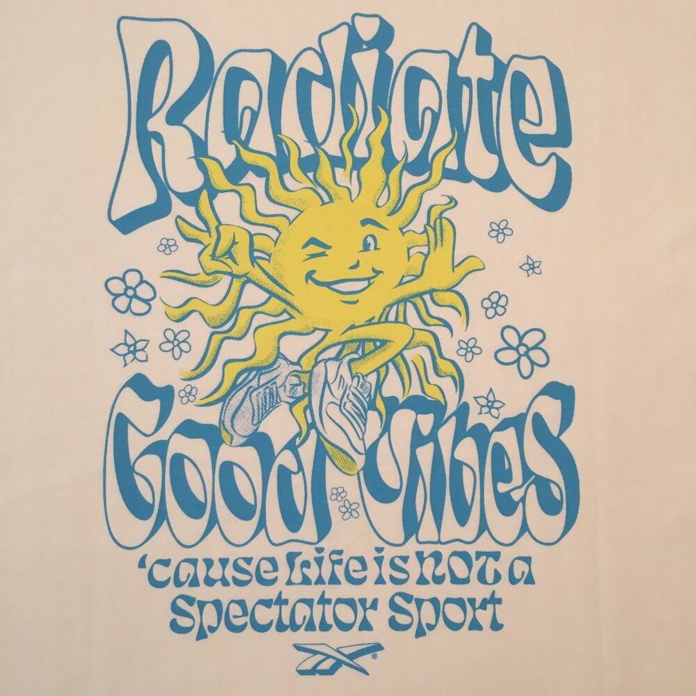 Reebok Dopamine Radiate Good Vibes White T-Shirt Unisex Men's Women's XL - Picture 3 of 14